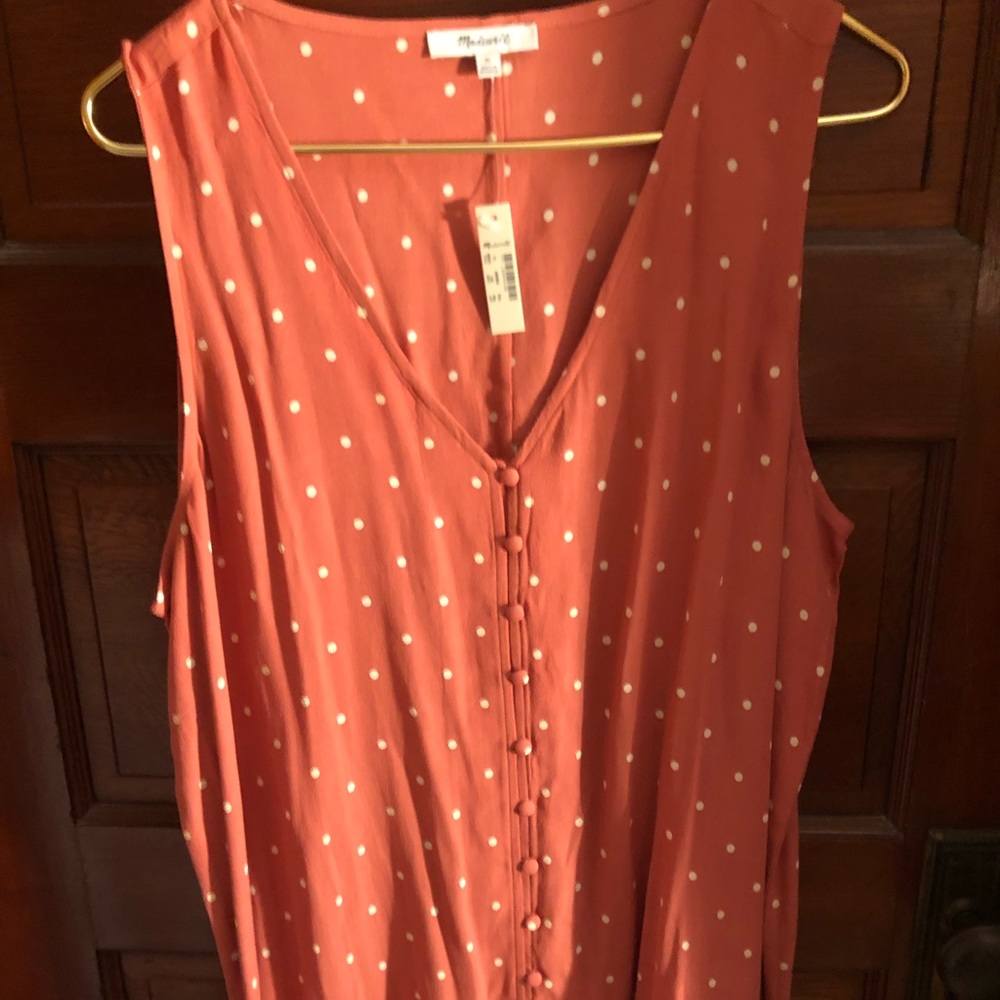 Madewell xl orange and white polka dot dress